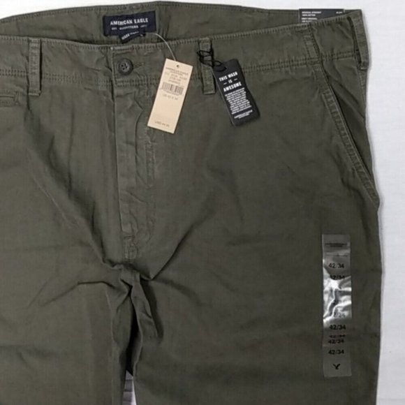 AE Mens Straight Chino Khakis - Military Green - 40x30 - NWT - Picture 5 of 5